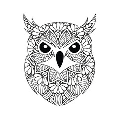 Mandala Owl  A Stunning Line Art Design for Coloring Pages and Adult Coloring Books