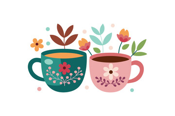 cup of coffee with flowers