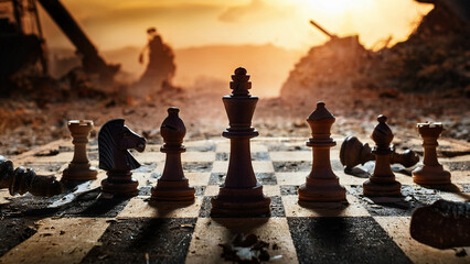 A Tense Chess Game Amid Ruins