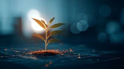 Plant growing out of computer keyboard