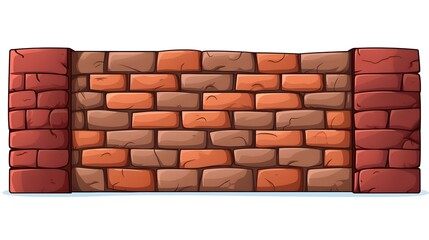 Fototapeta premium Cartoon Brick and Concrete Wall Vector Illustration Isolated Background
