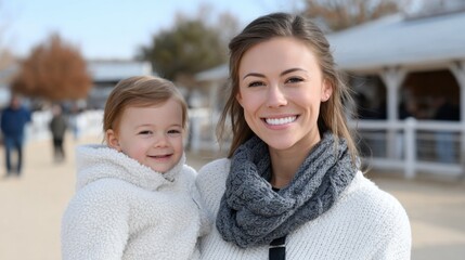 Joyful Moments Happy Mother and Child Outdoors