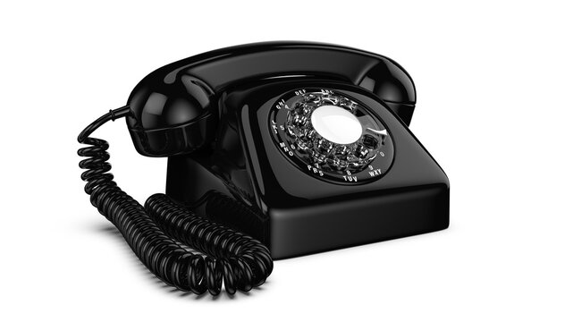 Vintage Black Rotary Dial Telephone Isolated on transparent Background