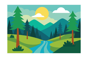 Obraz premium landscape with mountains and trees