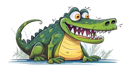 Fototapeta premium Professional Cartoon Doodle of a Crazy Alligator in Vector Illustration Style