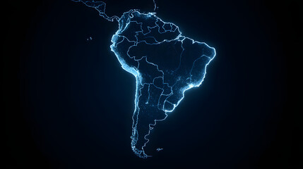 Fototapeta na wymiar Latin America Azure Map Luminous Style Geographic Regions Blue Hues Continental Cartography South American Nations Vibrant Design Illuminated Mapping Distinctive Color Palette 