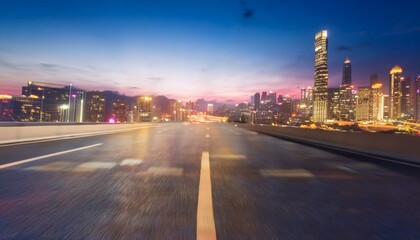blur effect Design of amazing skyscrapers and city buildings, skyline, dusk modern building