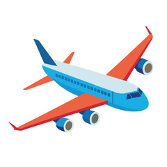 A commercial airliner soars through the sky, a vector illustration of air travel