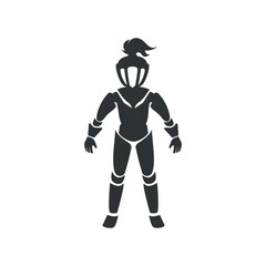 Knight silhouette in vector in flat style.