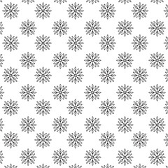Seamless Black Floral silhouette Ornament Pattern | Elegant Decorative Flower Motif Background | Floral Pattern With Symmetrical Design Elements | Simple illustrations