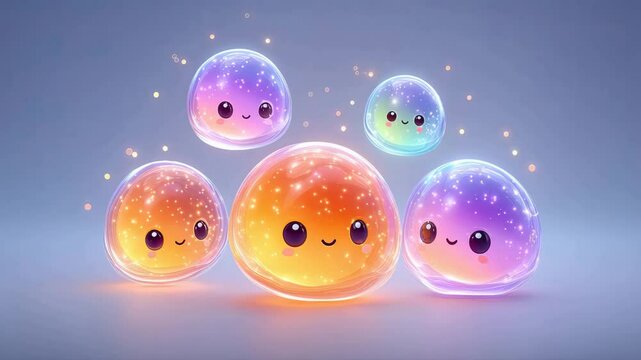 Joyful sync squad, cartoon bubbles dance in rhythm of joy, synchronized bounce energizes cartoon bubbles world, expression mix makes cartoon bubbles dynamic, beat-bounce bubble loop