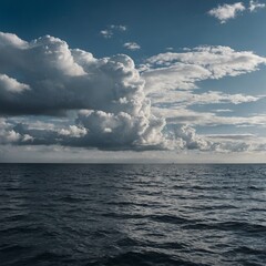 Naklejka premium Windless Sea with Thin Cloud Cover.
