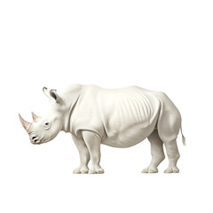 Fototapeta premium Solitary rhinoceros isolated, majestic white pachyderm on a plain background