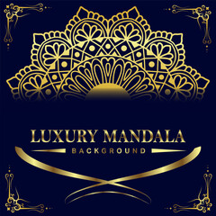 Elegant black luxury background with gold mandala ornament design