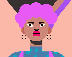 Abstract Afro Woman Portrait with Pink Hair