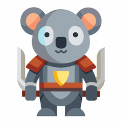 Cute Koala Warrior Icon Vector Illustration