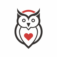 Minimalist Owl with Heart Logo Design