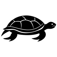 Black Turtle Silhouette Isolated on White Background