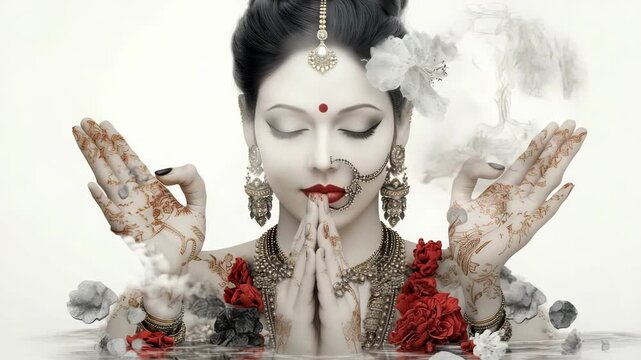 Sacred blessing: Lakshmi fortune, Vishnu path, lotus bloom, dharma essence, churning birth, golden gift, ritual honor, spiritual rise, festival night, divine grace, global echo, feminine power