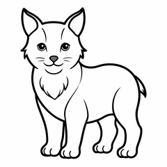 Cute Baby Lynx Outline Illustration on White