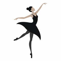 Obraz premium Minimalist Ballerina Dancing Silhouette in Black