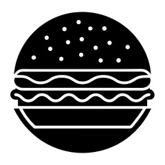 Minimalist Black Burger Icon, Fast Food Symbol