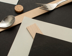 Geometric composition with a fork and a spoon	