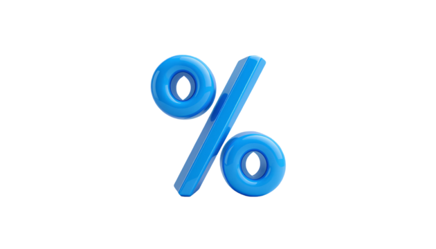 blue percent sign (%) rendered in a clean, modern style isolated on transparent background 