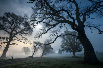 tree in the fog