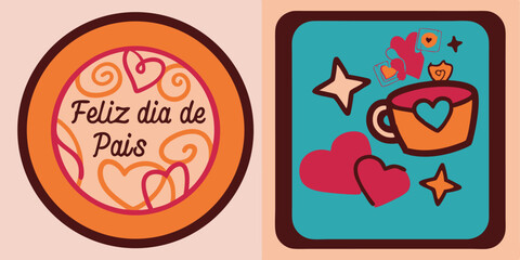 Colorful dia de pai portuguese design elements for father's day celebration