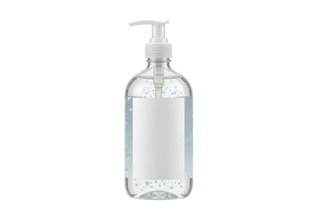 Clear Plastic Pump Bottle with Transparent Liquid - Empty Cosmetic Container for Hand Sanitizer or Soap - Isolated on Transparent Backgroun