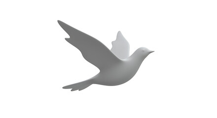 Stylized representation of a bird in flight, depicted in a single gray tone against a white backdrop, showcasing simplistic design elements.