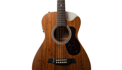 Obraz premium Classic Wooden Acoustic Guitar with Natural Finish - Professional String Musical Instrument for Musicians and Performers - Isolated on Transparent Background