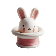 A charming ceramic bunny figurine nestled inside a miniature top hat decoration piece