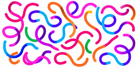 Color Line Shapes with Gradient. Abstract Wavy Pattern on White Background. 