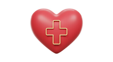 Obraz premium A symbol of healthcare, featuring a red heart with a golden cross. Represents love, care, and health. Essential for wellness promotions.