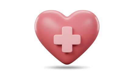 Obraz premium Symbol of care and health. A heart is displayed with a cross. The heart symbolizes the health benefits of care and affection.