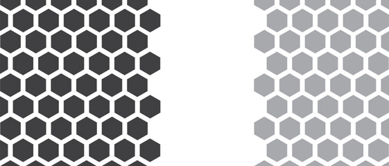 Seamless Honeycomb Pattern Vector Pack – Geometric Hexagon Grid Backgrounds in Yellow, Black, and Grey for Beekeeping and Design