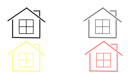 A versatile set of home icons in vector style, including various house shapes, real estate symbols, and residential elements.