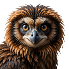 Obraz premium Intense Eagle Owl Portrait with Piercing Eyes - Wildlife Bird Photography for Nature Education and Conservation Awareness - Isolated on Transparent Background
