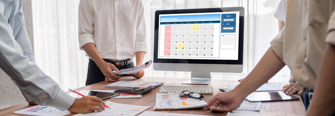 Calendar on computer software application for brisk schedule planning for personal organizer and...