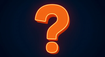 A bright orange question mark, set against a dark background, represents uncertainty, inquiry, and the quest for knowledge and discovery.