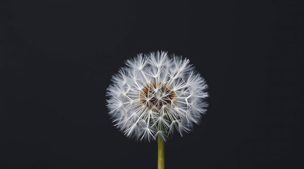 Obraz premium Closeup of a White Dandelion Seed Head Against a Grey Background