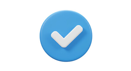 Blue circle with a white checkmark in the middle, symbolizing verification, confirmation, or a task completion icon with depth