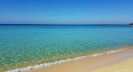 Fototapeta premium Bright Sunny Day at a Tropical Beach with Calm Turquoise Water