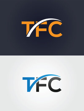 Minimalist TFC initial letter logo design vector creative template modern business identity tfc typography with curved line element