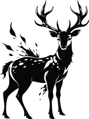 Majestic Stag Silhouette with Antlers