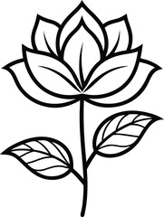 Elegant Black and White Lotus Flower Illustration