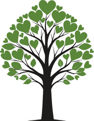 Obraz premium Heart Tree with Green Heart-Shaped Leaves