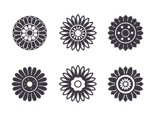 Sunflower logo silhouette vector, black silhouette of a sunflower on an isolated background, sunflower icon vector silhouette, sunflower logo in black silhouette